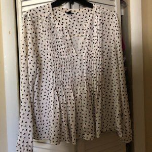 Loft Shirt Womens Small White Pink Long Sleeve Cotton Button Up from Ann